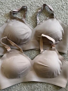 Seamless Nude Nursing Comfort Bra - Soft Support. Size 2XL